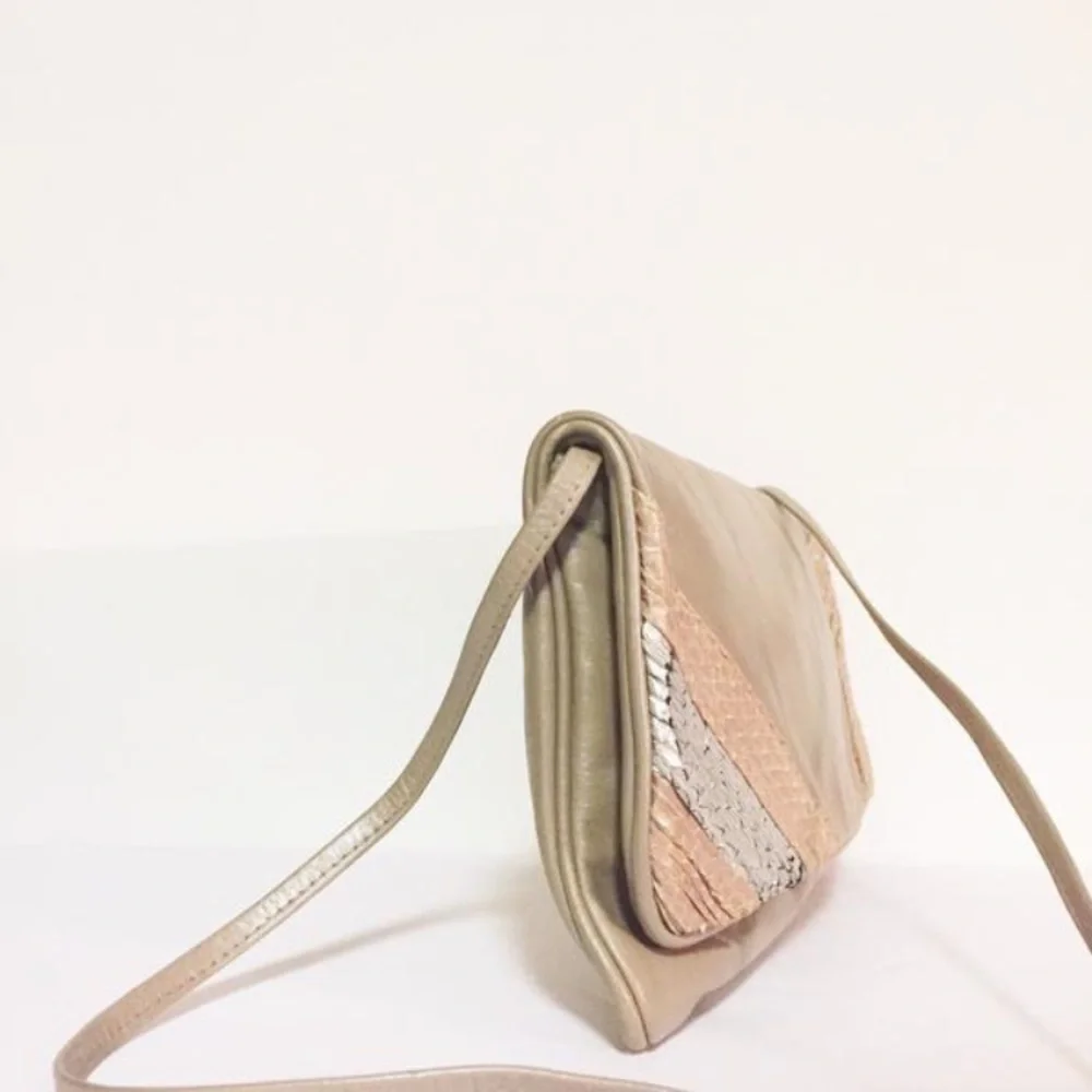 Timmy Woods Beverly Hills leather snakeskin evening flap bag